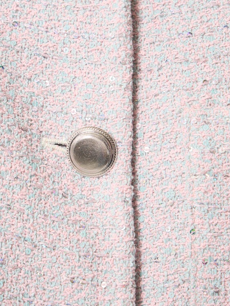 Sequined tweed cropped jacket w/ collar