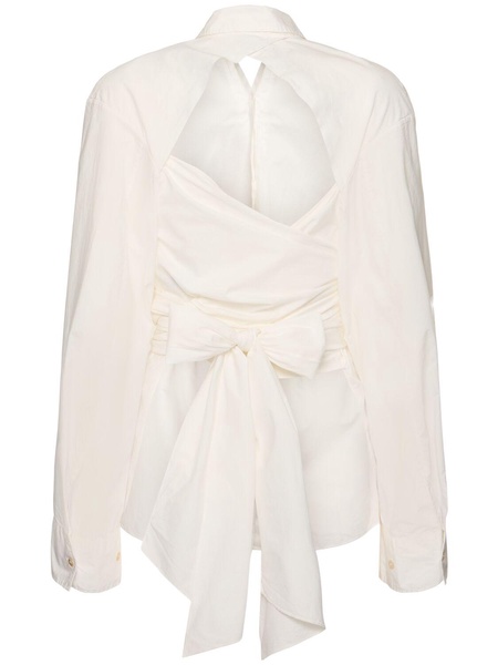 Knotted poplin long shirt