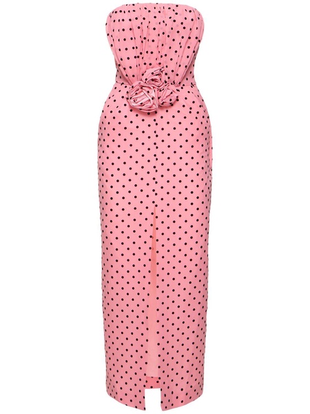 Flocked polka dot silk georgette dress