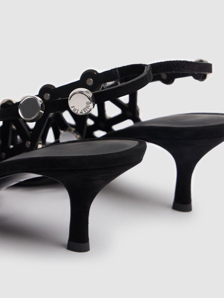 50mm Grid suede slingbacks
