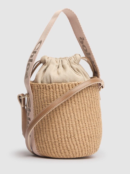 Woody raffia bucket bag