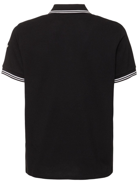 Striped trim cotton piquet polo shirt