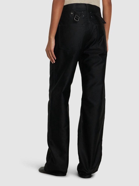 High waist cotton denim wide jeans