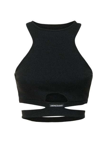 Ribbed cotton jersey crop top