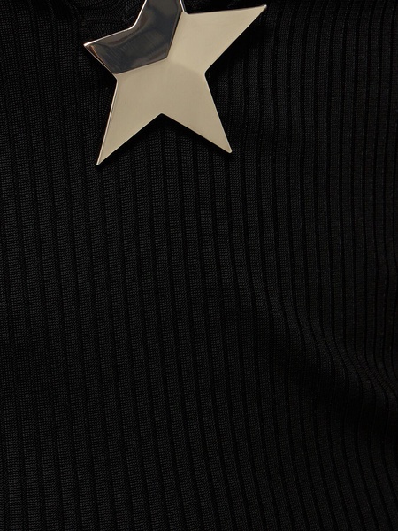 Viscose v neck long dress w/ star stud