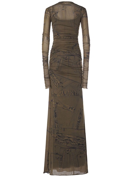 Printed stretch tech long dress