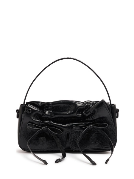 Micro Multipocket leather top handle bag