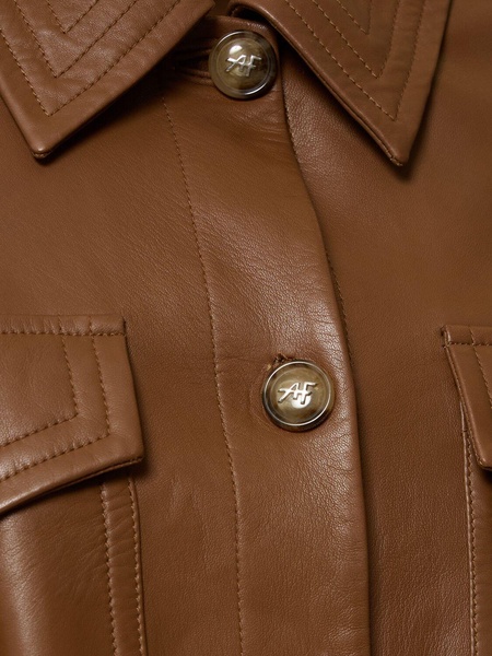 Buttoned leather jacket