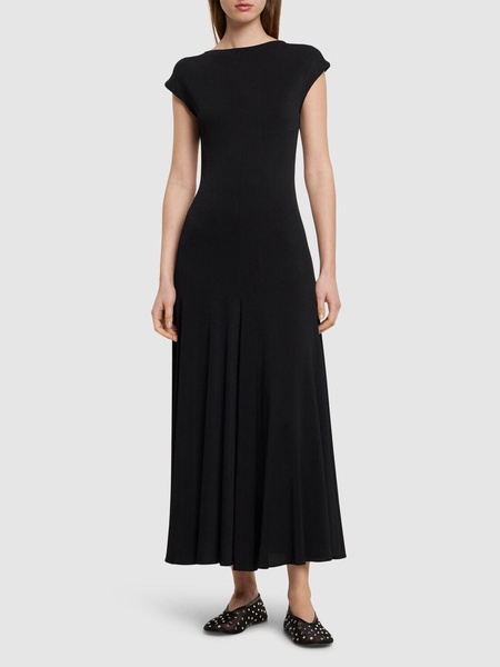 Jersey flared long dress