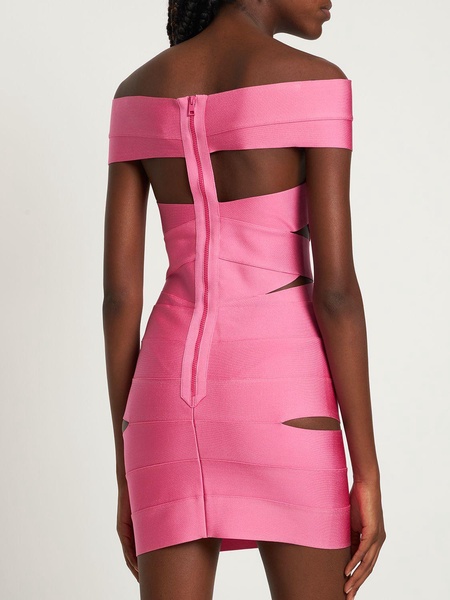 Bonded stretch viscose mini dress