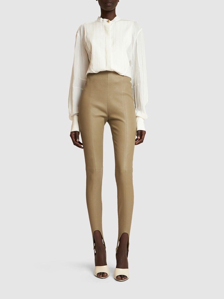 Crepe de chine plastron shirt