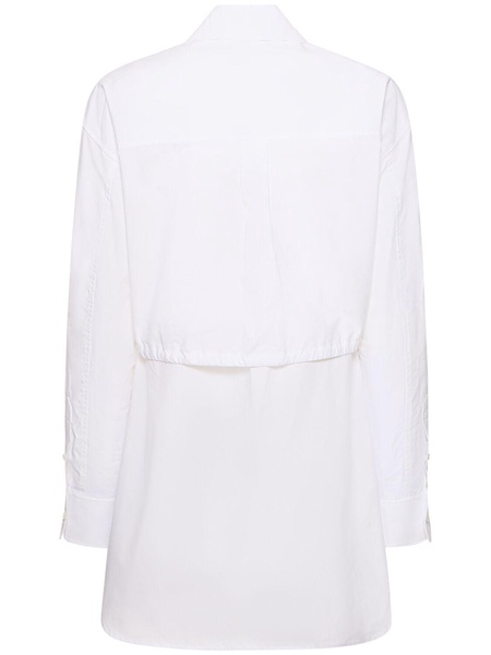 Double layered self-tie shirt mini dress