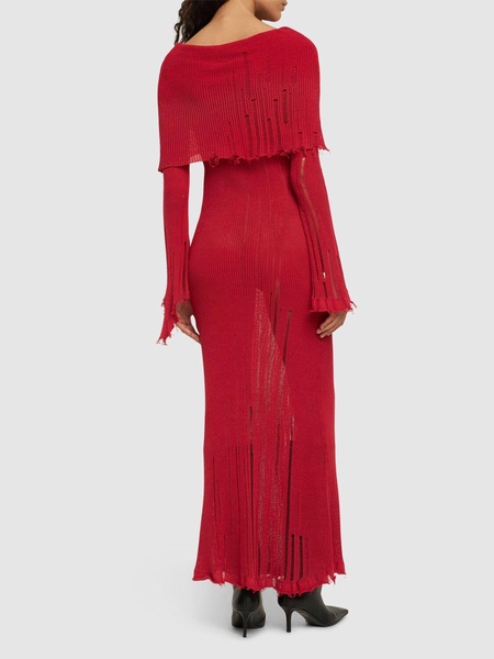 Distressed knit l/s midi dress