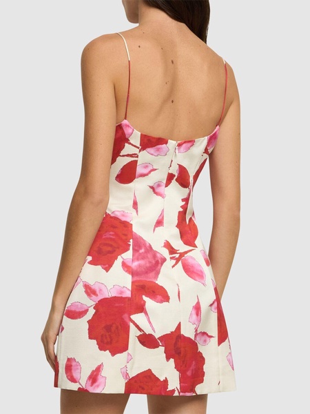 Printed satin mini dress