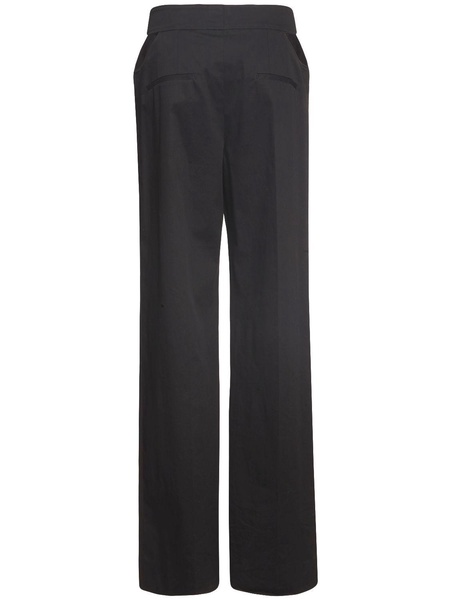 Cutout cotton gabardine pants w/ logo
