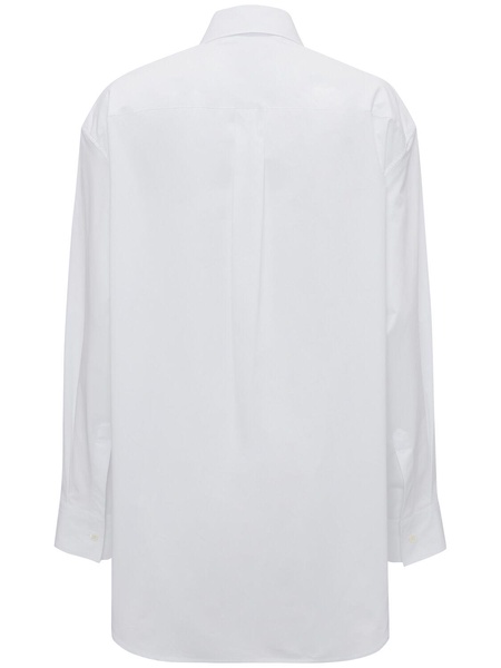 Cotton poplin peplum drape shirt