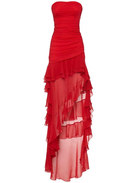 Strapless organza dress w/ruffles