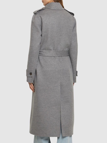 Wool double breasted belted coat