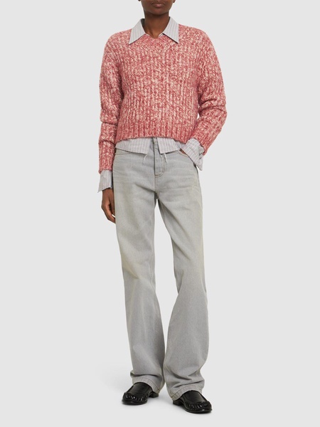 Chunky mélange wool blend knit sweater