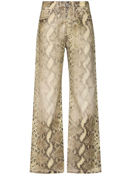 Pentyone printed denim straight jeans