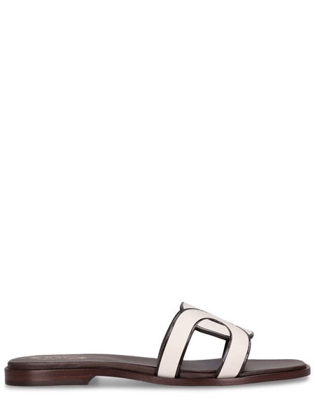 Leather flat slides