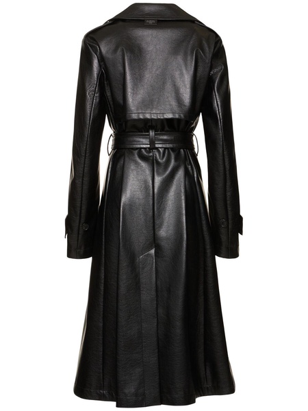 Oliv belted long trench coat