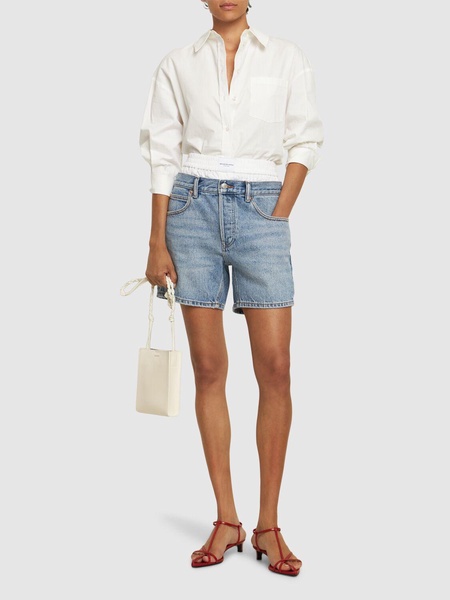 Loose cotton denim shorts