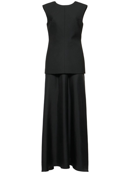 Open back long dress w/ silk skirt