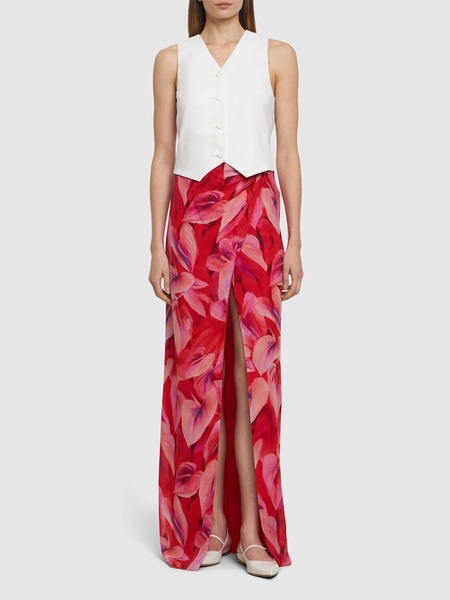 Phoebe printed viscose midi wrap skirt