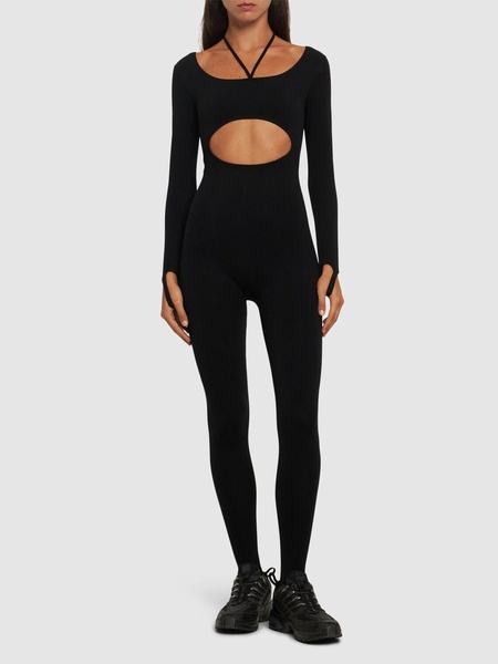 Sculpting jersey cut-out jumpsuit