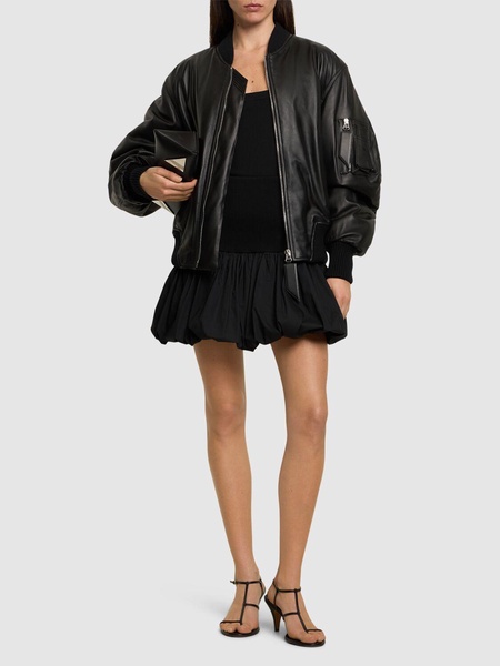 Bubble knit viscose blend mini skirt