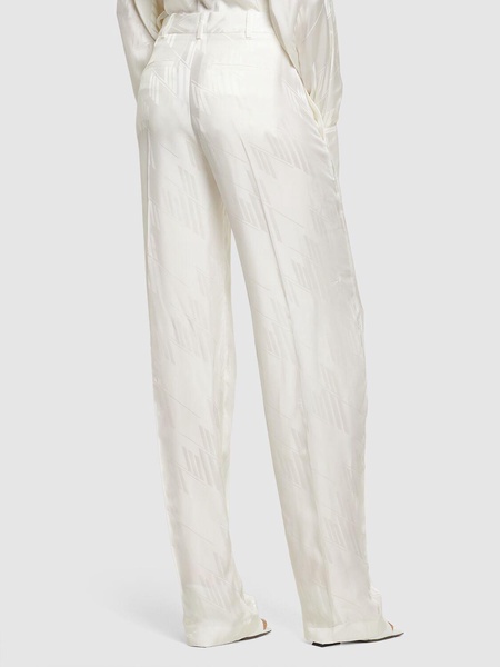 Jagger logo jacquard satin wide pants