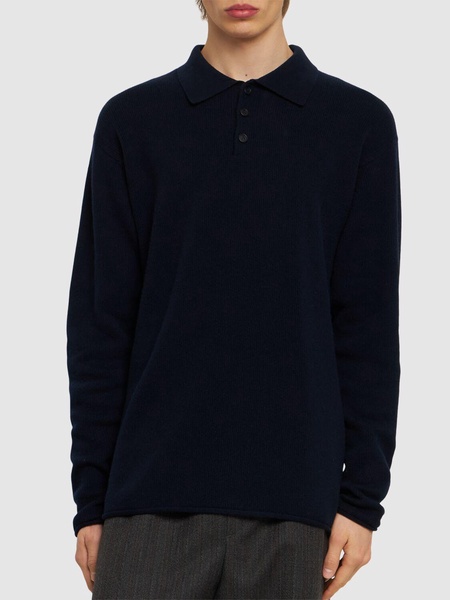 Cashmere & cotton knit l/s polo