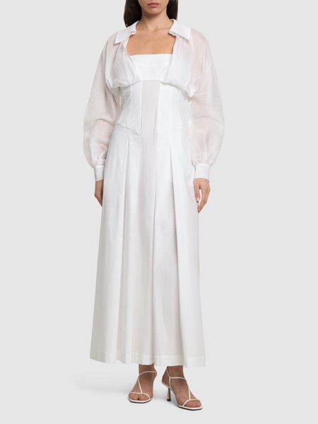 Stretch cotton poplin long dress