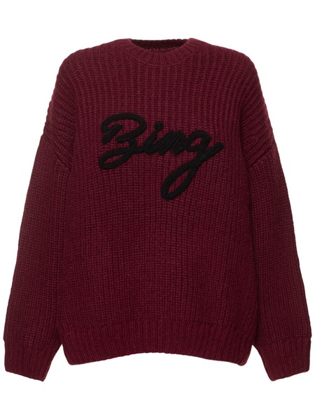 Sydney logo wool blend rib knit sweater