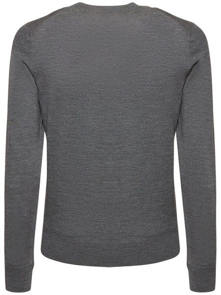 Fine gauge wool knit crewneck sweater