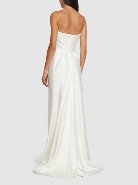 Galaxy satin cape corset bridal gown