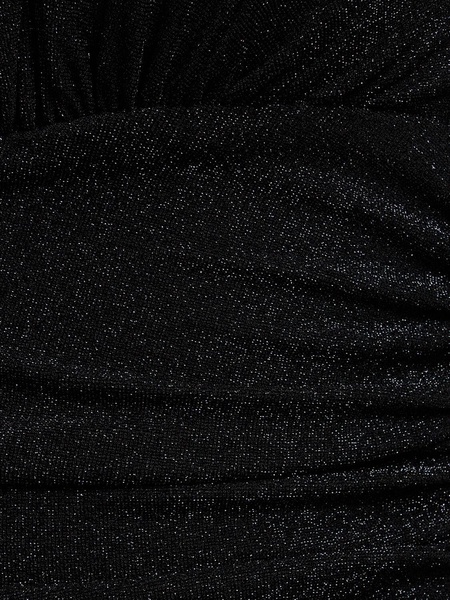 Lurex halterneck side drape long dress
