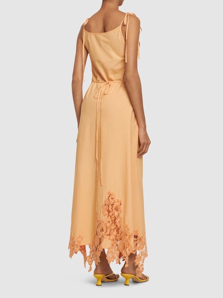 Cotton midi dress w/lace