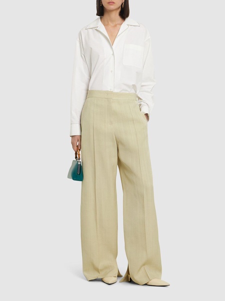 Fluid silk & viscose tailored wide pants