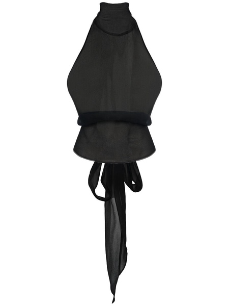Couture bow silk organza top