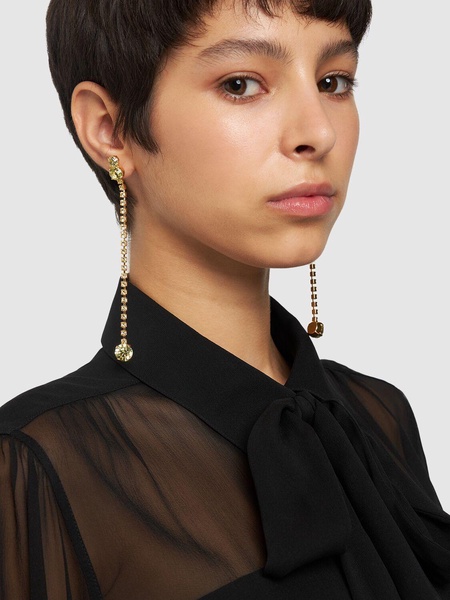 Crystal strand drop earrings