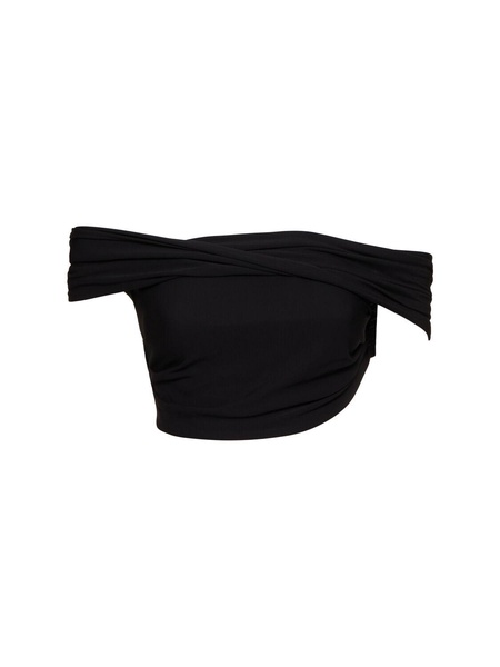 Draped crepe jersey crop top
