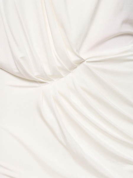 Satin draped l/s open back long dress