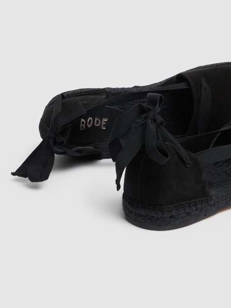 Suede lace-up espadrilles