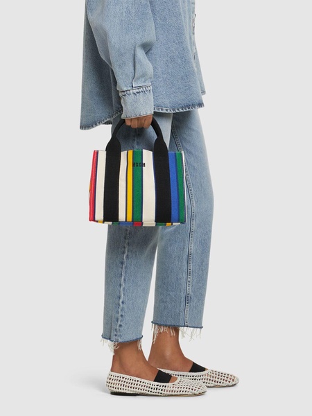 Small striped canvas shopping bag
