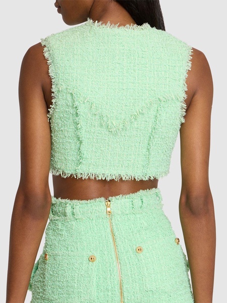 Cropped tweed vest