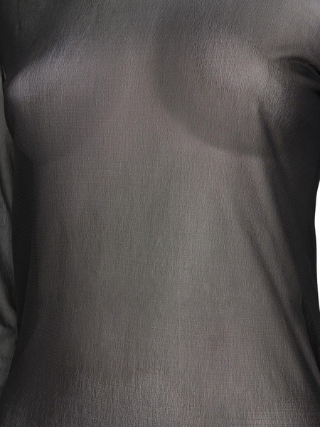 Sheer viscose jersey t-neck bodysuit