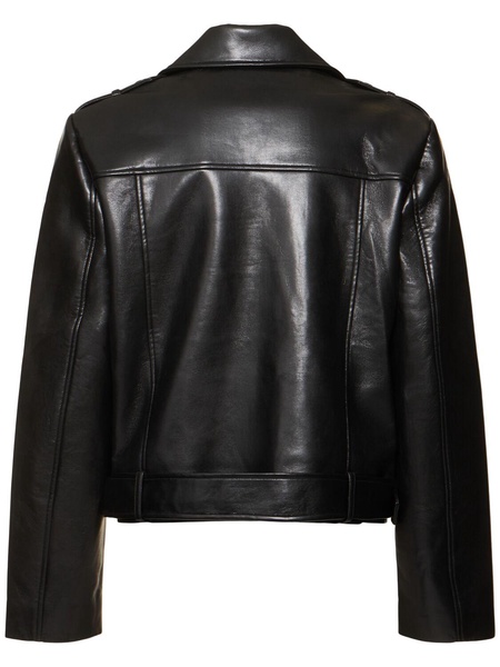 Simone leather blend biker jacket
