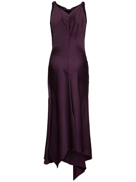 Draped crepe satin midi dress